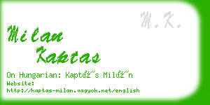 milan kaptas business card